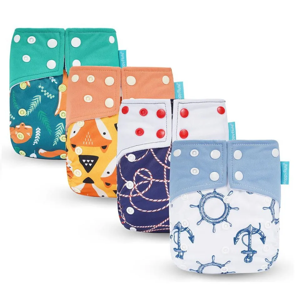 1 Pack Baby Cloth Diaper Reusable Suede Cloth Pocket Nappies - Dark Blue