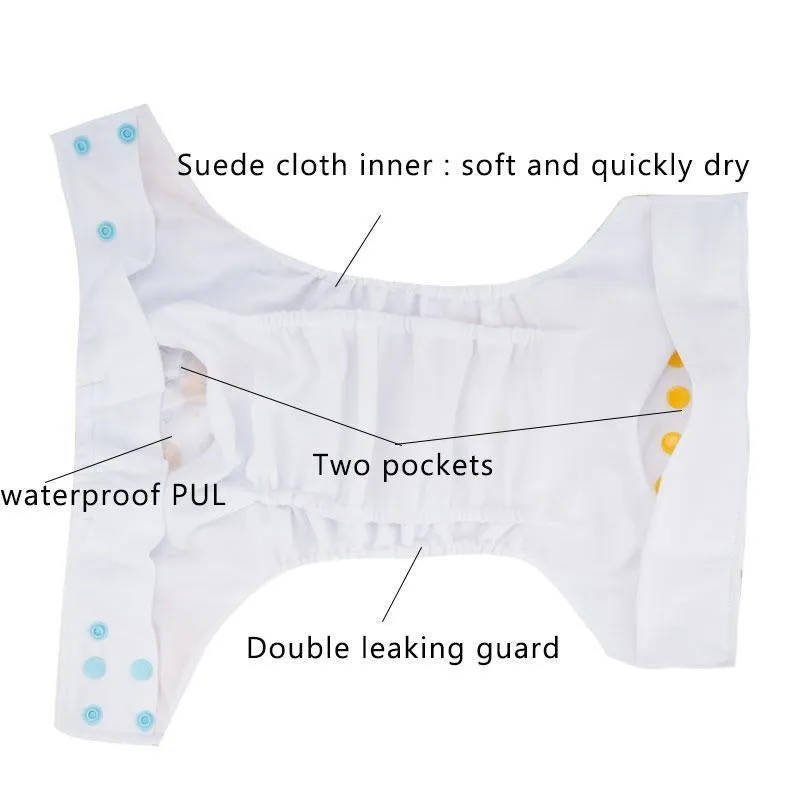 1 Pack Baby Cloth Diaper Reusable Suede Cloth Pocket Nappies - Penguin