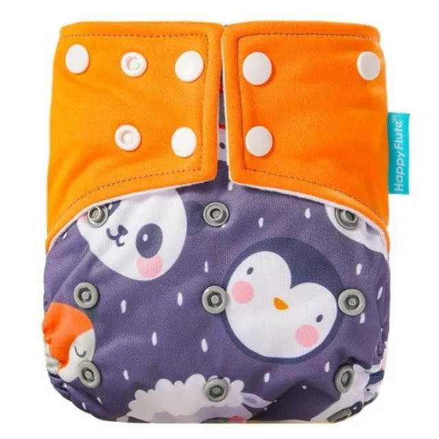 1 Pack Baby Cloth Diaper Reusable Suede Cloth Pocket Nappies - Penguin