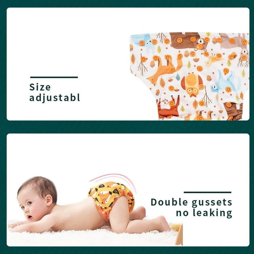 1 Pack Baby Cloth Diaper Reusable Suede Cloth Pocket Nappies - Penguin