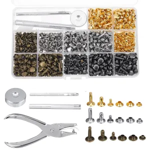 480Pcs Double Cap Rivet Tool Kit for Leather, Hat, Bag, and Clothes Craft