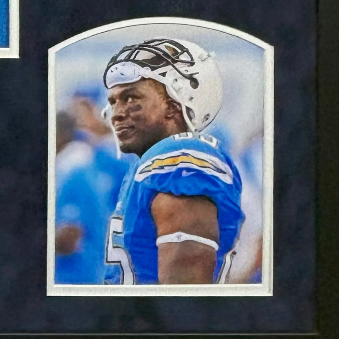 Antonio Gates Signed San Diego Blue Custom Suede Matte Framed Football Jersey (Beckett)