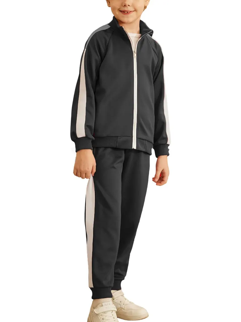 Arshiner Boy's Casual Active Tracksuits Full Zip Sports Jogging Suits Sets