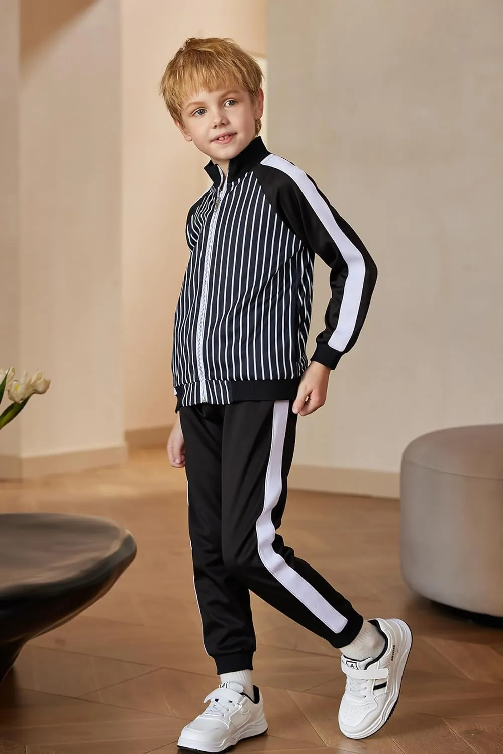 Arshiner Boy's Casual Active Tracksuits Full Zip Sports Jogging Suits Sets