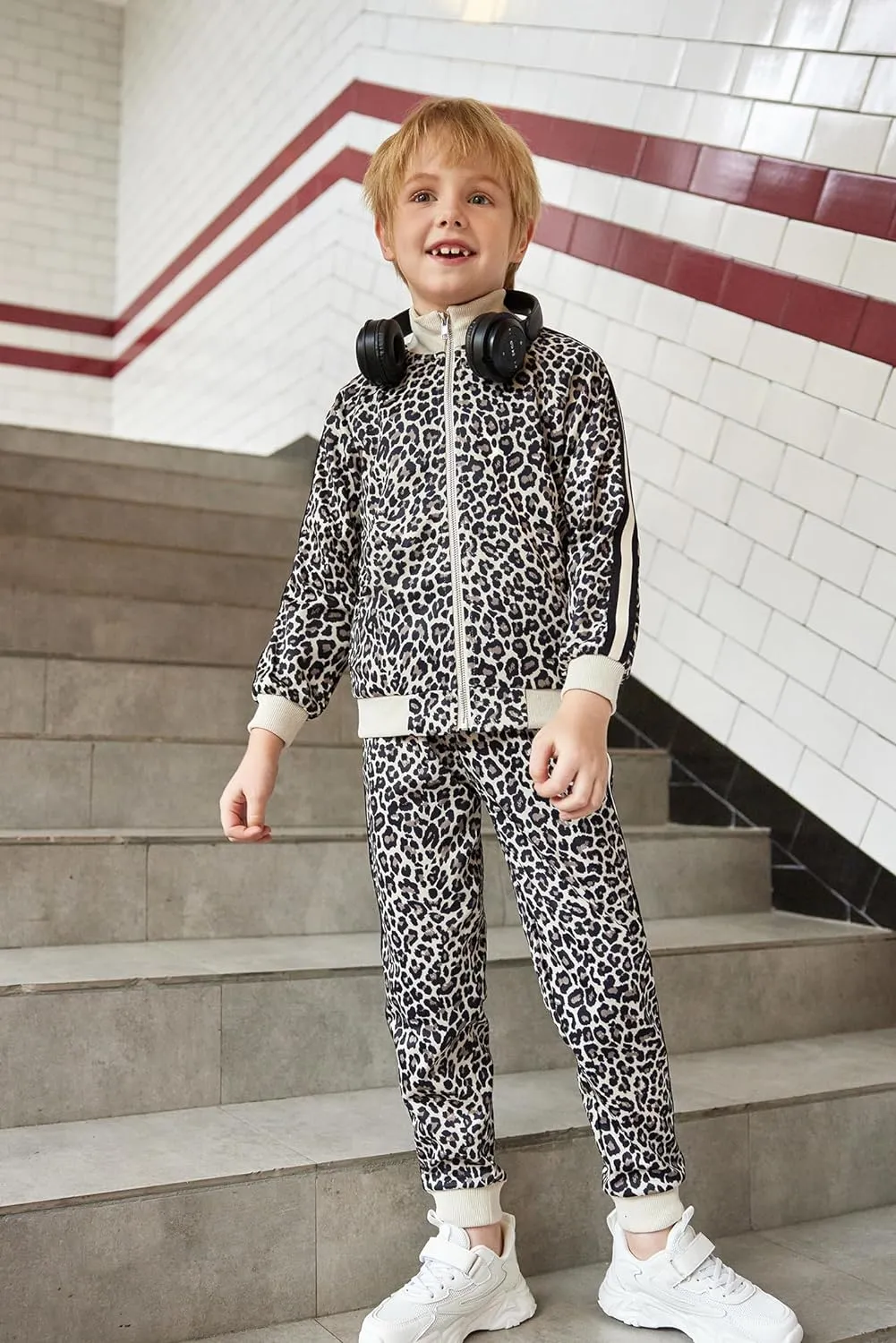 Arshiner Boy's Casual Active Tracksuits Full Zip Sports Jogging Suits Sets