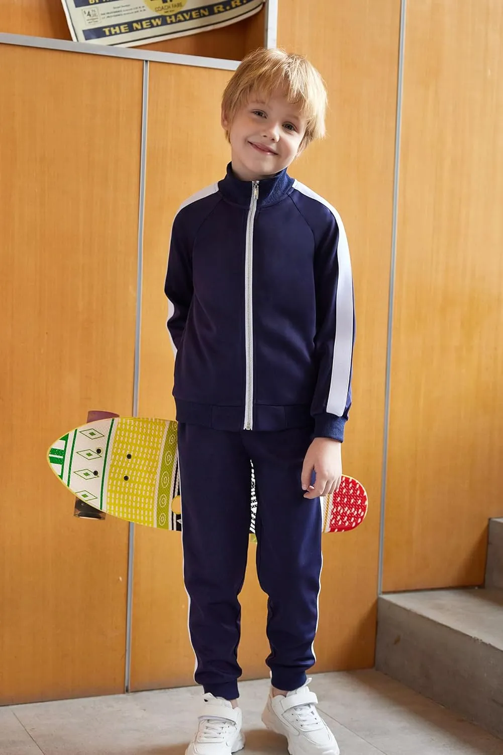 Arshiner Boy's Casual Active Tracksuits Full Zip Sports Jogging Suits Sets