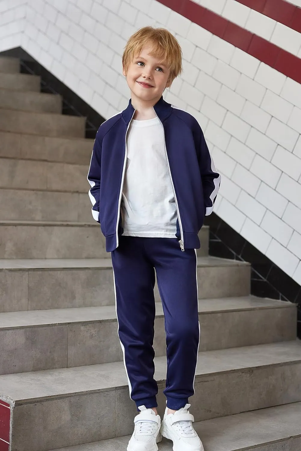 Arshiner Boy's Casual Active Tracksuits Full Zip Sports Jogging Suits Sets