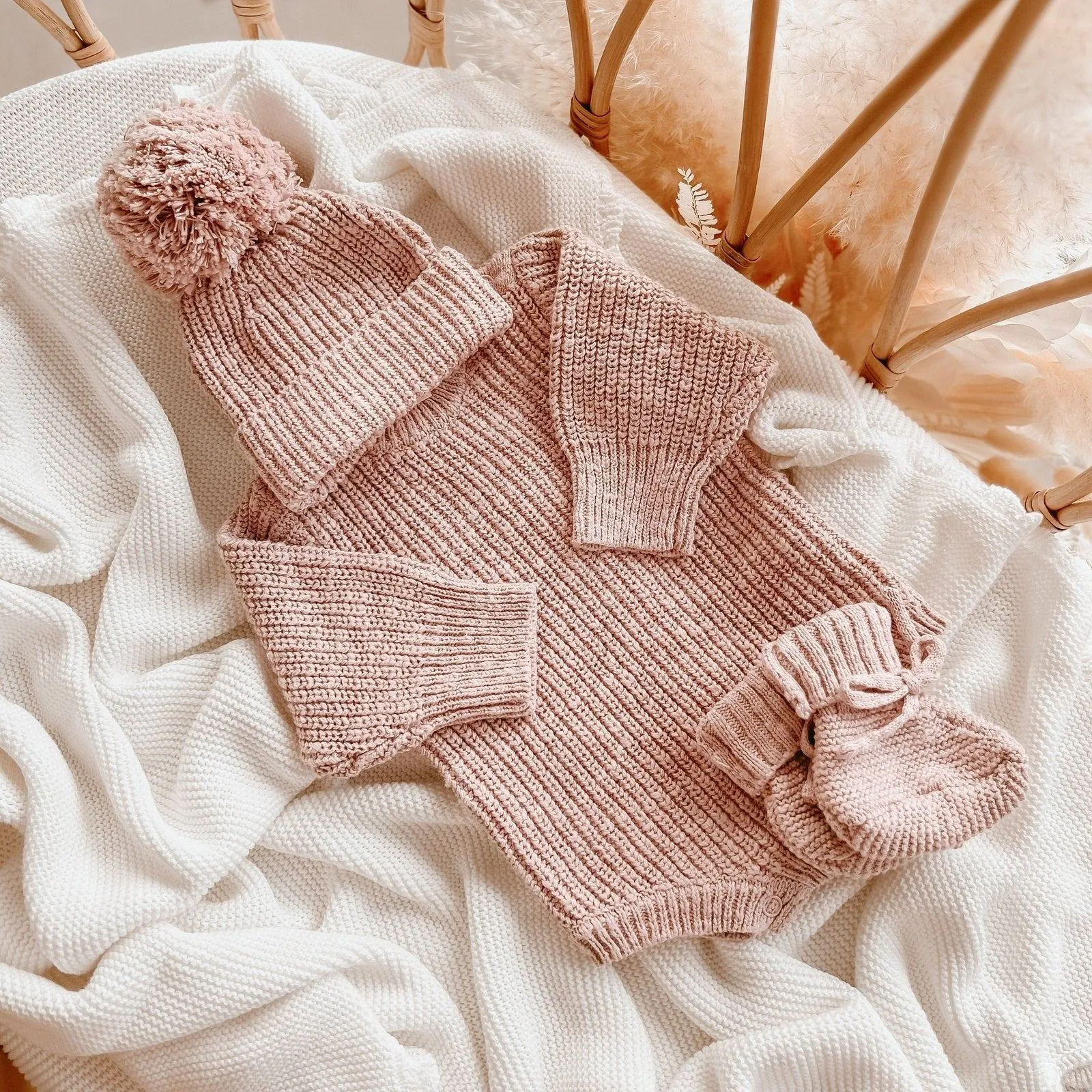 B & P Chunky Knit Romper | Blush