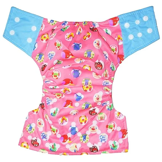 Babymoon 1 Cloth Diaper with 2 5Layers Grey Insert Premium Adjustable Reusable Cloth Diaper (Pink Blue Circular)