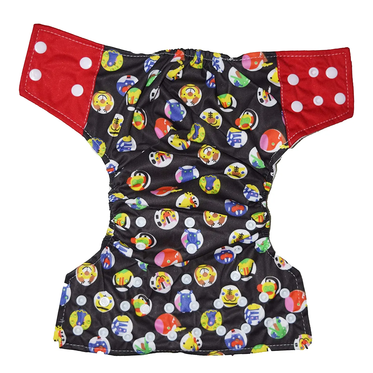 Babymoon 1 Cloth Diaper with 5Layers Grey Insert Premium Adjustable Reusable Cloth Diaper (Black Circular)