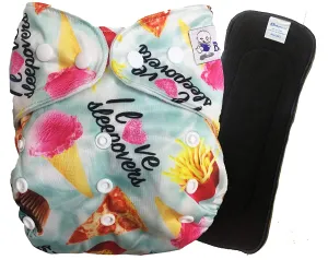 Babymoon 1 Cloth Diaper with 5Layers Grey Insert Premium Adjustable Reusable Cloth Diaper (Blue Frenchfries)