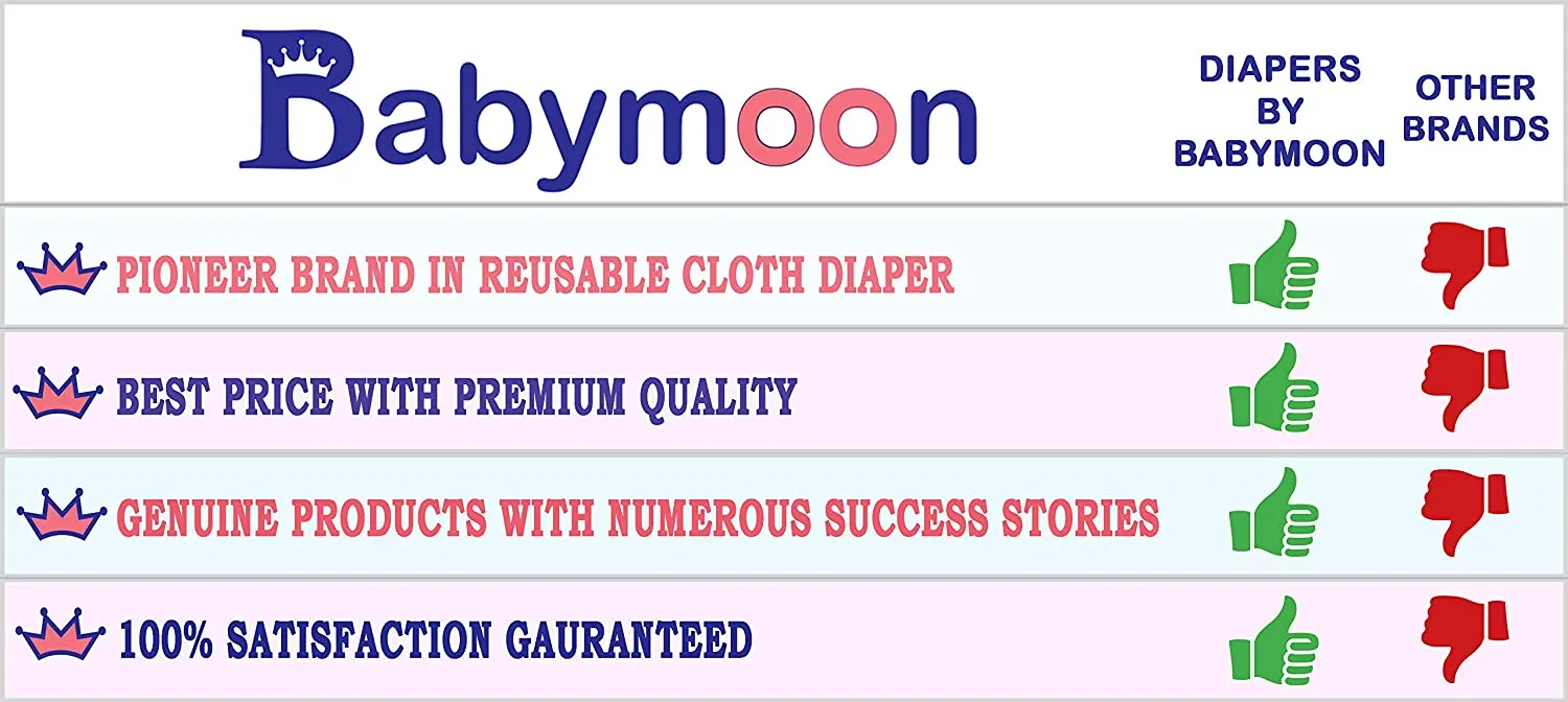 Babymoon 1 Cloth Diaper with 5Layers Grey Insert Premium Adjustable Reusable Cloth Diaper (Paw)