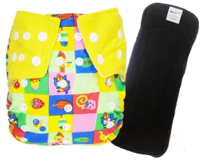 Babymoon 1 Cloth Diaper with 5Layers Grey Insert Premium Adjustable Reusable Cloth Diaper (Yellow Box)