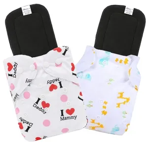 Babymoon | Set of 4 | Cloth Diaper with 5Layers Grey Insert Premium Adjustable Reusable Cloth Diaper | Mummy | Elephant