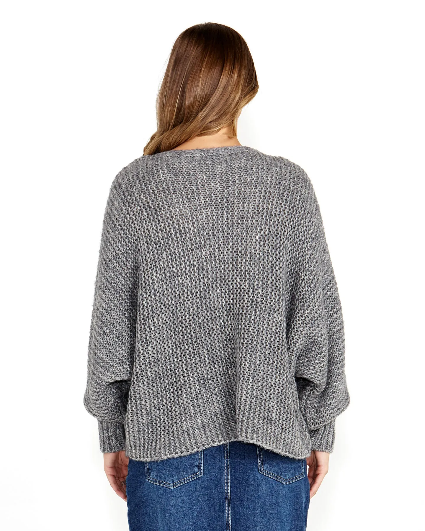 Belinda Chunky Cable Knit - Grey Marle