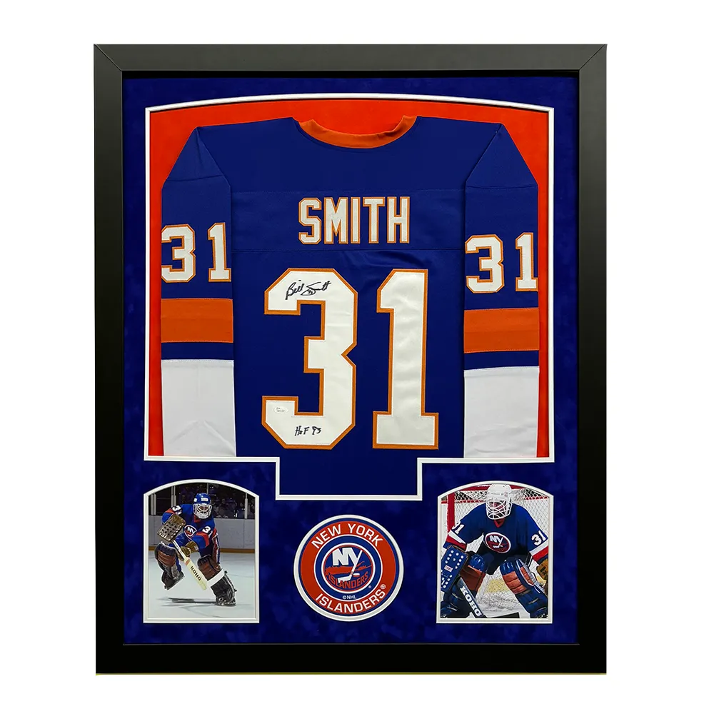 Bruce Smith Signed Buffalo Blue Custom Suede Matte Framed Football Jersey