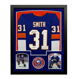 Bruce Smith Signed Buffalo Blue Custom Suede Matte Framed Football Jersey