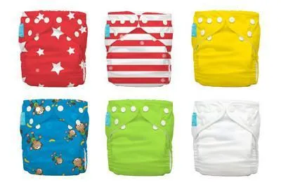 Charlie Banana 6 Diapers 12 Inserts Circus One Size Hybrid AIO