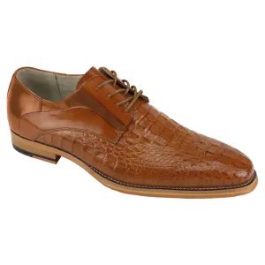 Cognac men's lace-up shoes genuine leather