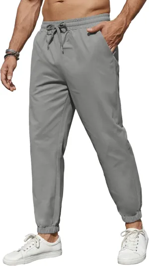 COOFANDY Men's Casual Joggers Pants Cotton Elastic Waist Drawstring Chino Pants Hiking Outdoor Track Sweatpants