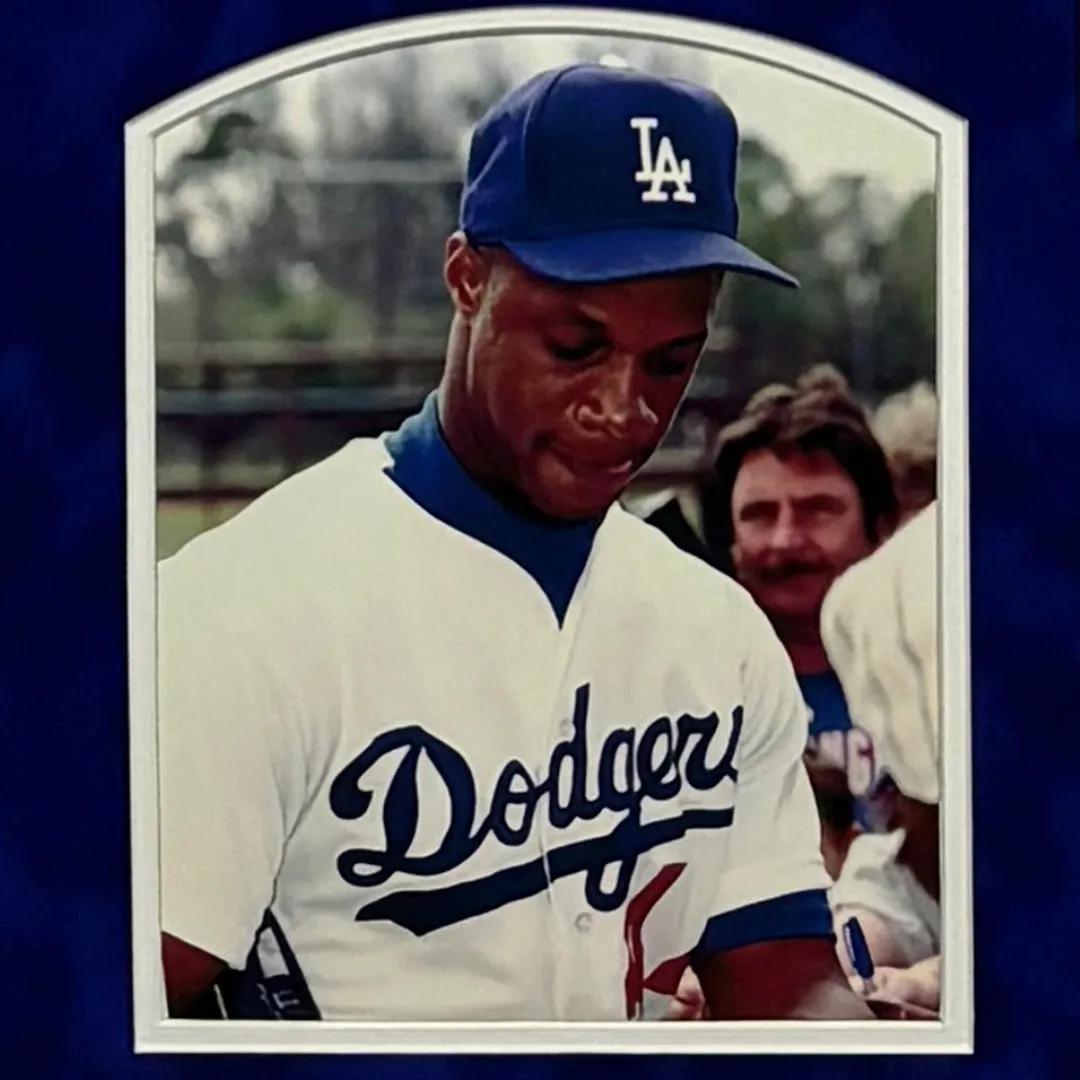 Darryl Strawberry Signed Los Angeles White Custom Suede Matte Framed Baseball Jersey
