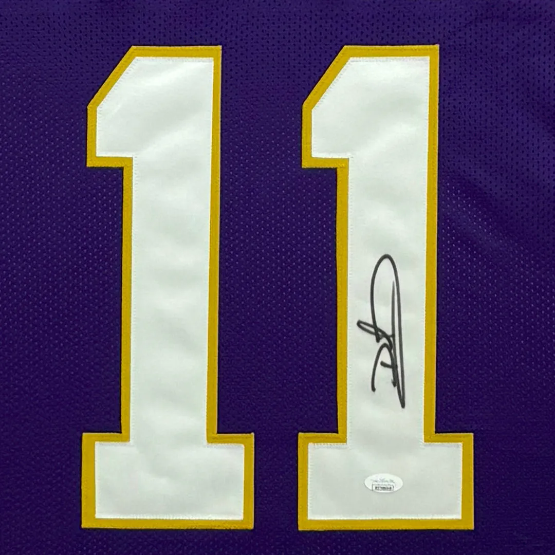 Daunte Culpepper Signed Purple Custom Suede Matte Framed Football Jersey