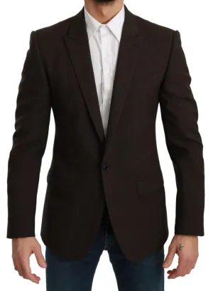 Dolce & Gabbana Brown Slim Fit Coat Jacket MARTINI Blazer
