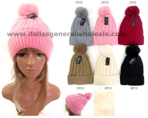 Girls Thermal Pom Pom Beanies Hats Wholesale