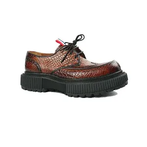 Handmade Thick Sole Nile Crocodile Leather Derby Shoes