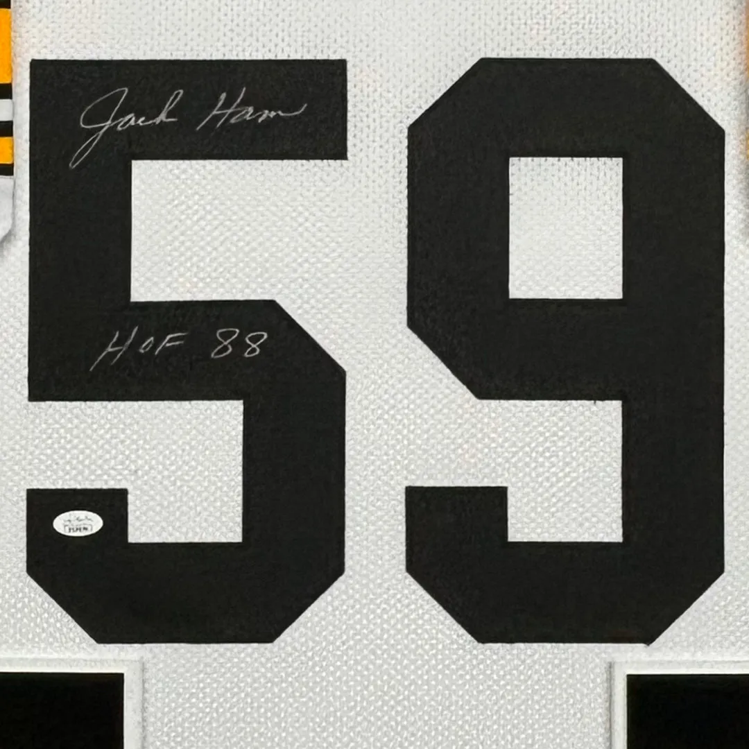 Jack Ham Signed White HOF 88 Custom Suede Matte Framed Football Jersey (JSA)