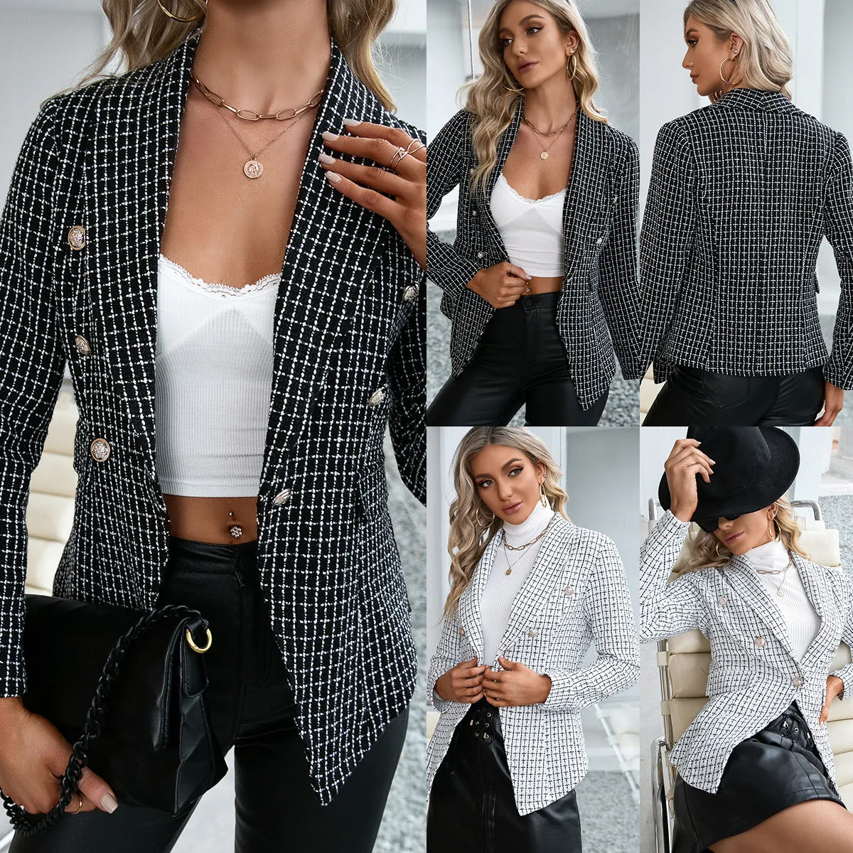 Jacket With Checkered Slim Fit Suit