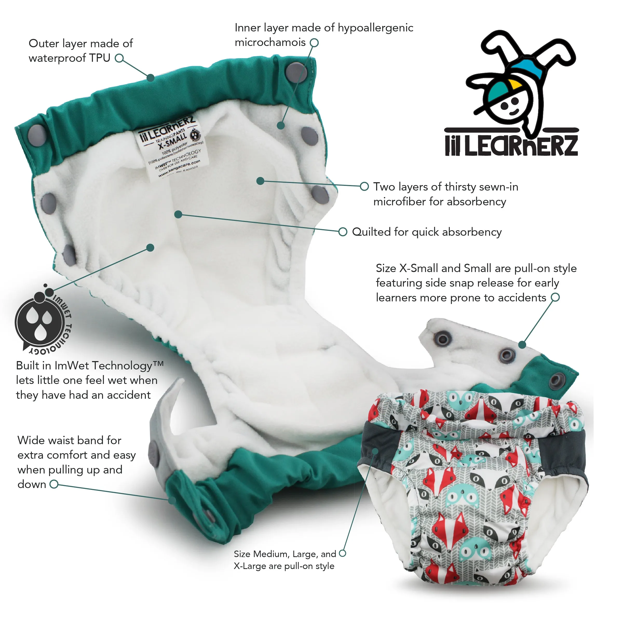 Kanga Care Lil Learnerz TokiCorno & Sherbert 2 Pack - 4 Sizes