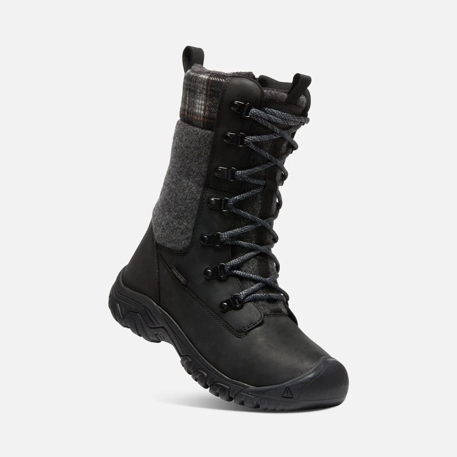 Keen Women's Greta Tall Waterproof Boots- Black/ Black Plaid