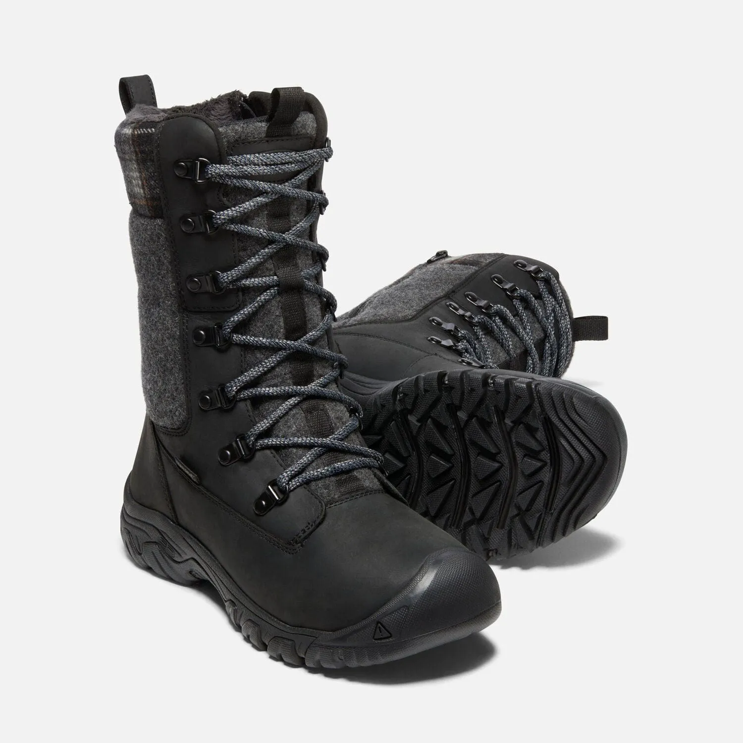 Keen Women's Greta Tall Waterproof Boots- Black/ Black Plaid