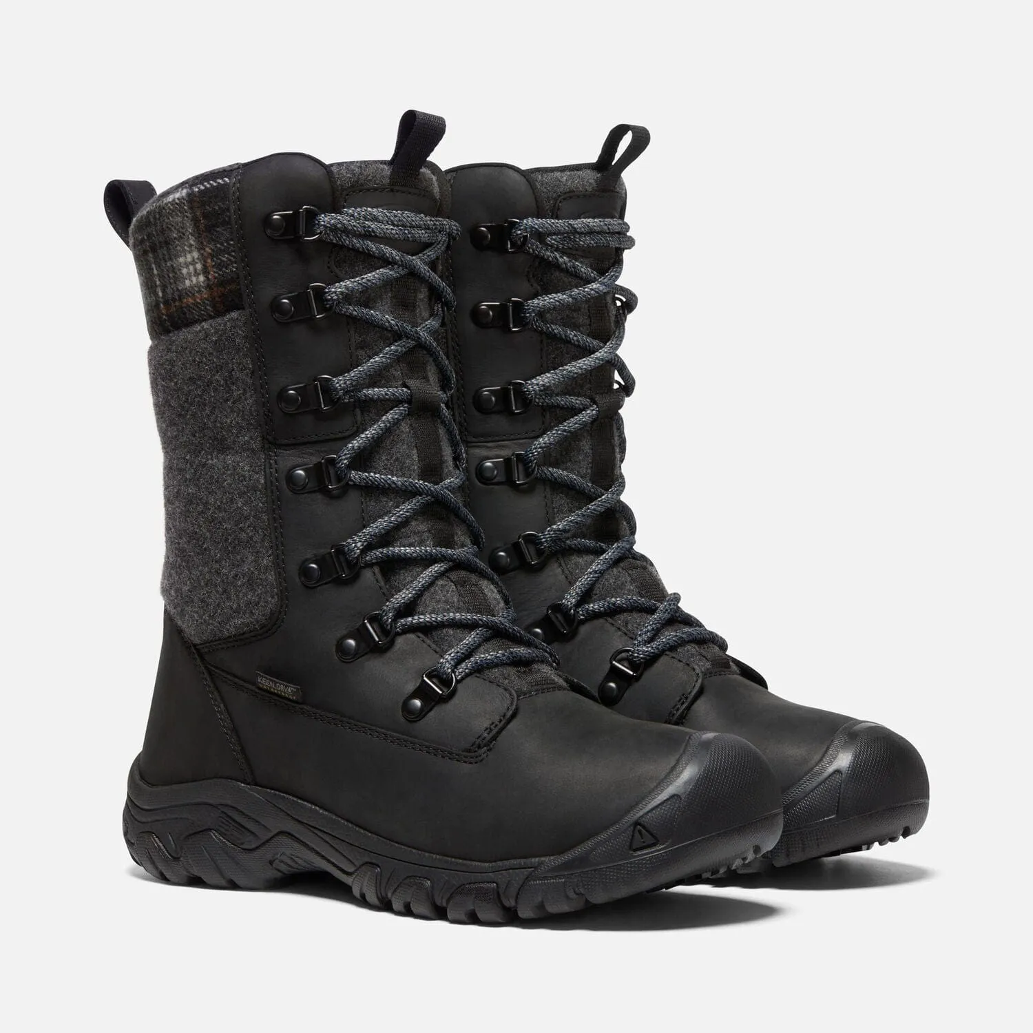 Keen Women's Greta Tall Waterproof Boots- Black/ Black Plaid