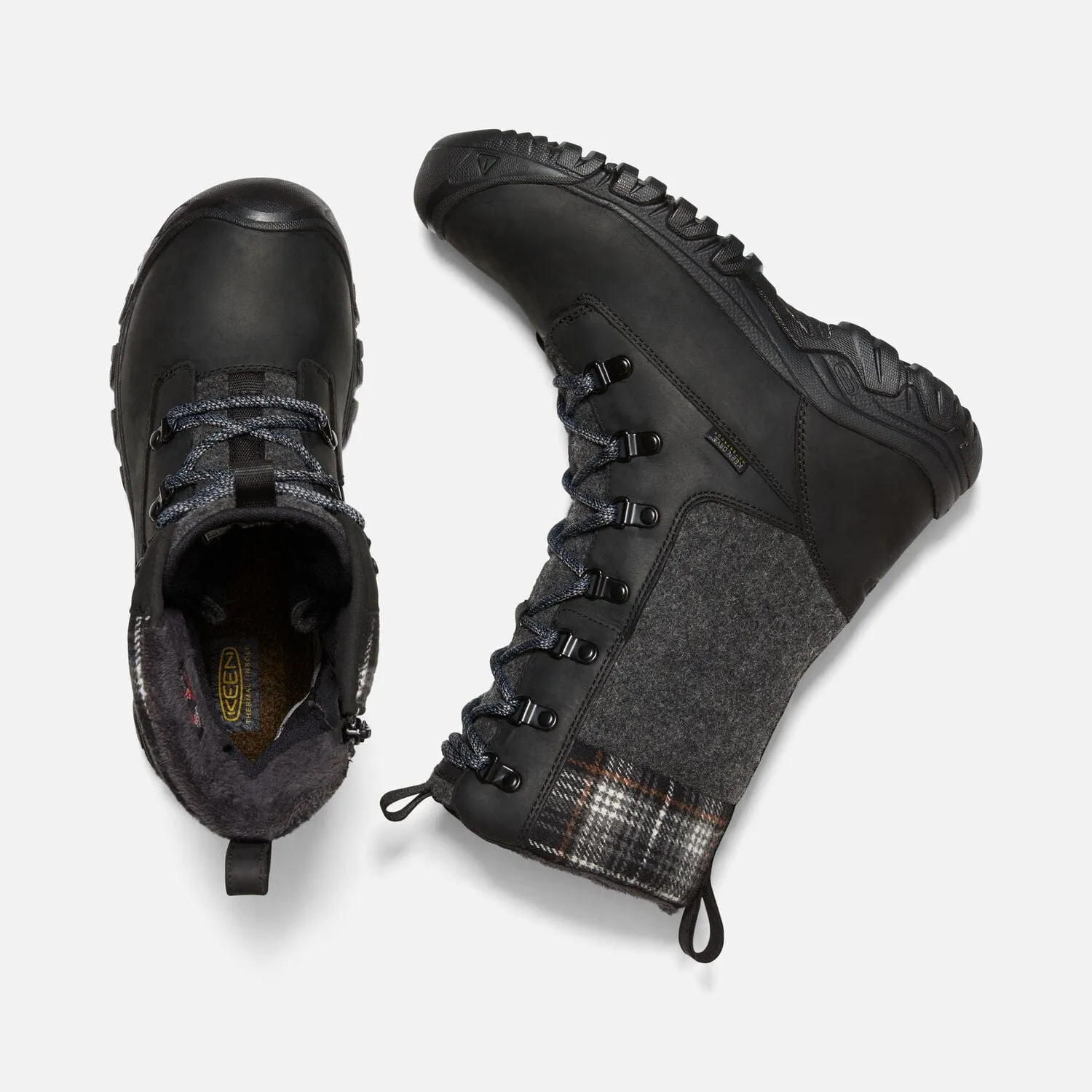 Keen Women's Greta Tall Waterproof Boots- Black/ Black Plaid
