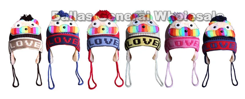 Kids Bear Thermal Toboggan Beanie Hats Wholesale