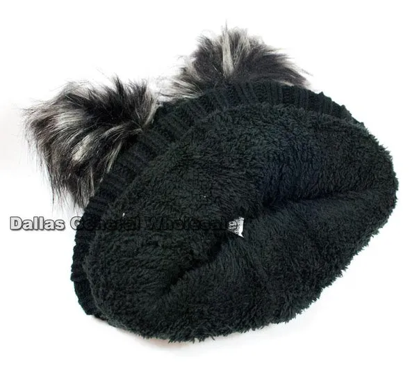 Ladies Winter Cute Beanie Hats w/ Fur Wholesale