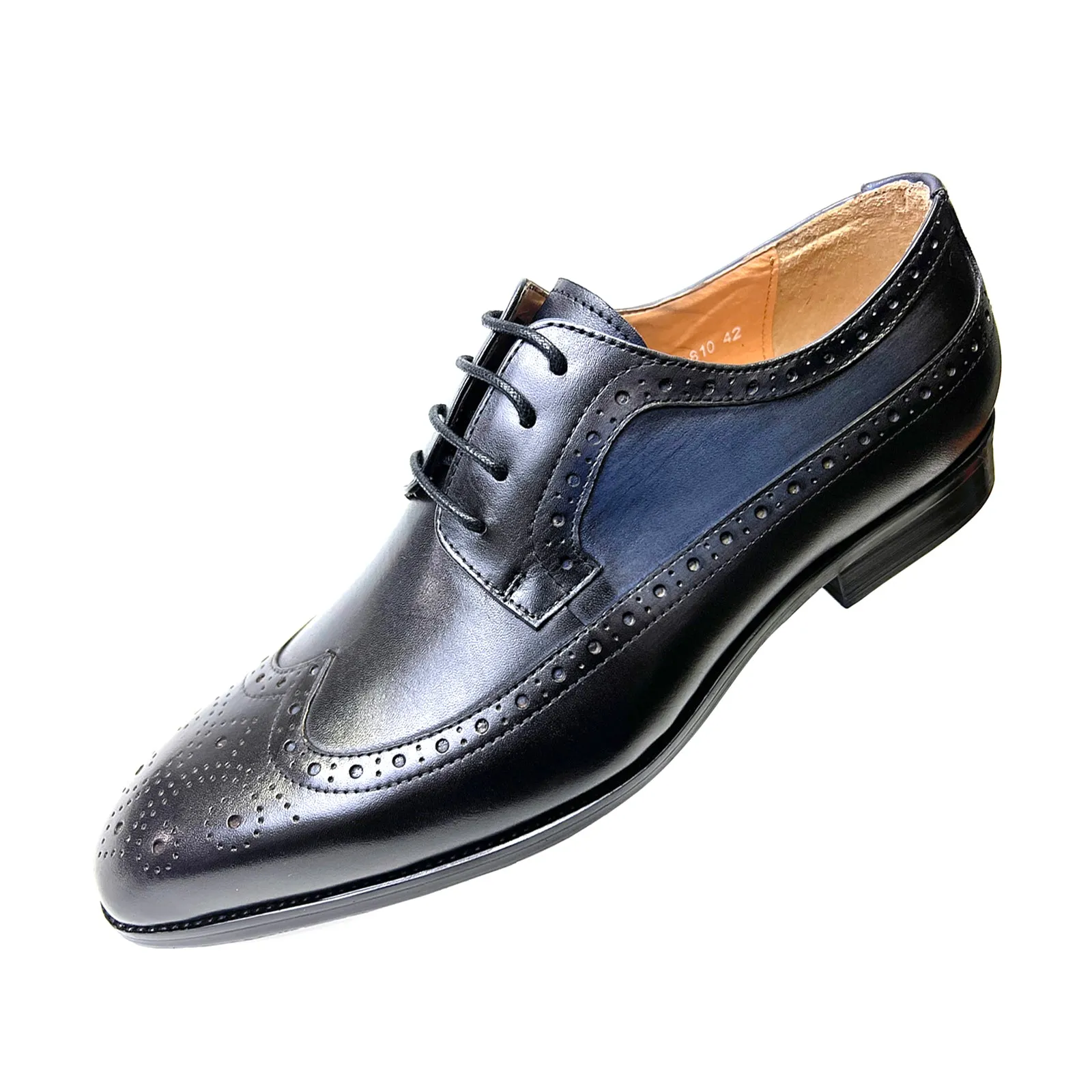 L'ITALIANO - Men's Luxurious Oxford Dress Shoes (Black with Blue shaded sides)