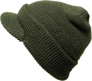 M MCGUIRE GEAR Genuine G.I. Winter Beanie Cap with Visor, 100% Wool Fitted Cap, Made in USA