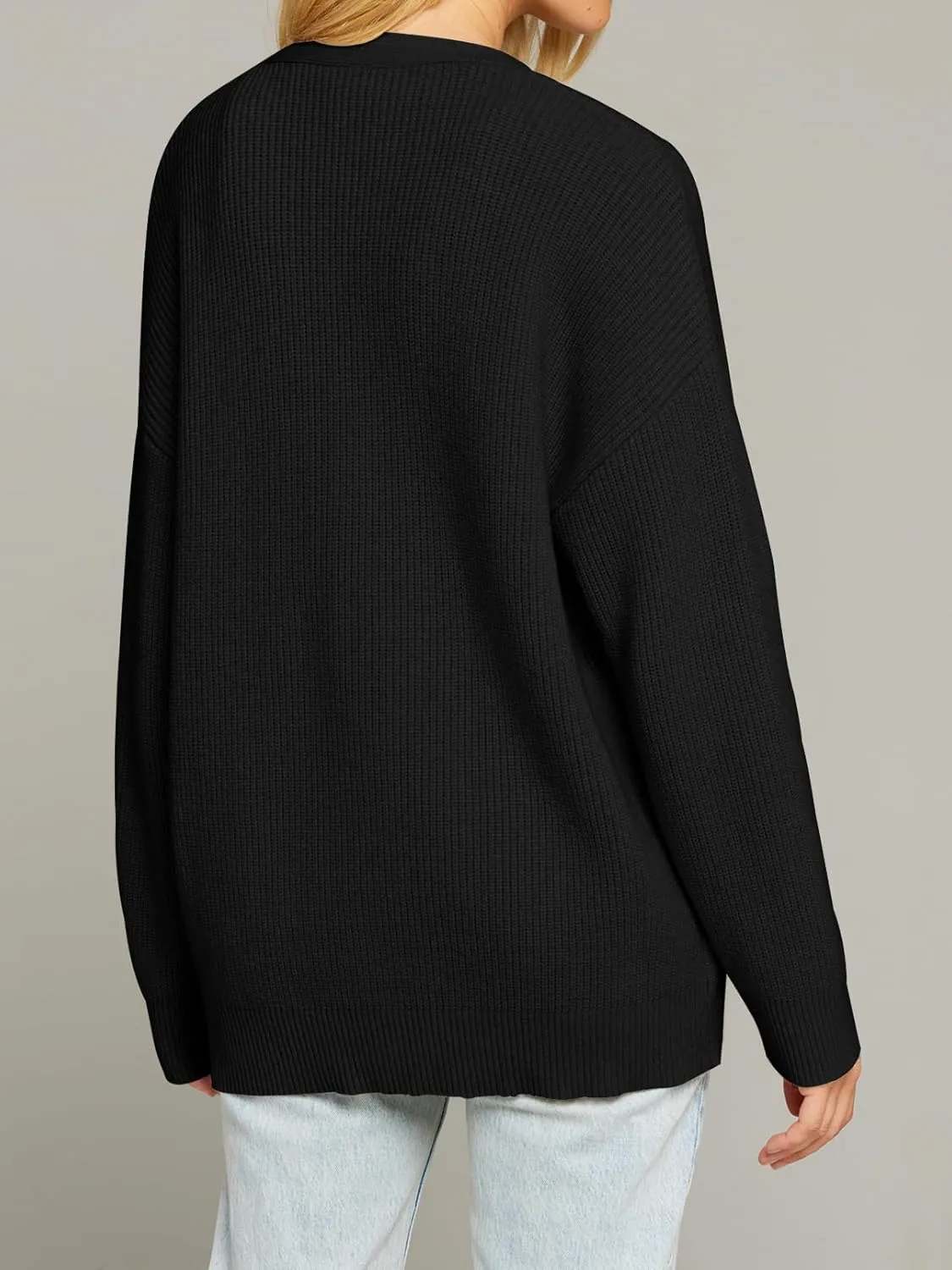 MEROKEETY Women's Cardigan Sweaters 2025 Fall Open Front Oversized Button V Neck Loose Soft Knit Outwear