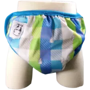 Moo Moo Kow One Size Swim Diaper - Checkers with Blue Border