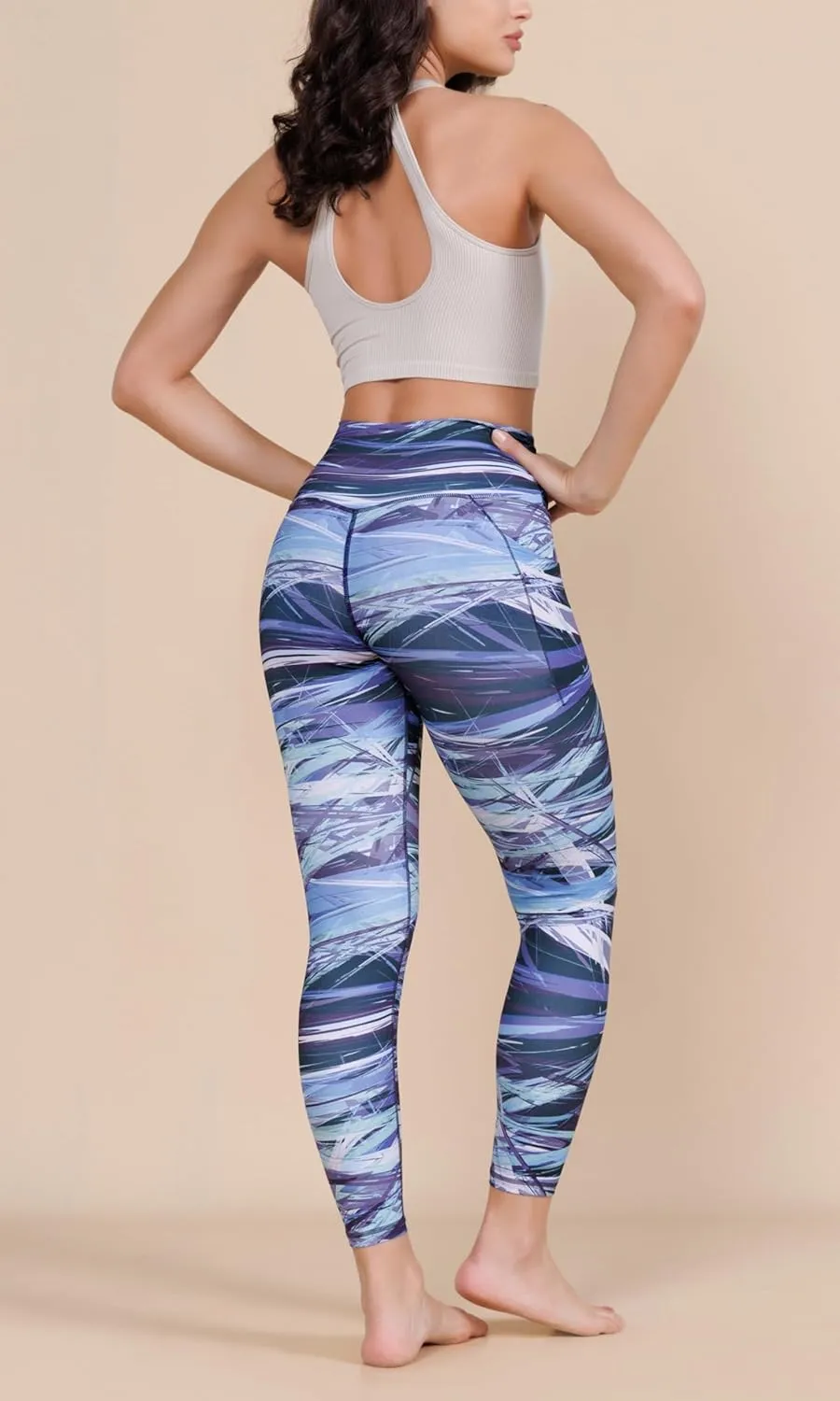 ODODOS Women's Gathered Cross Waist Yoga Leggings with Pockets, 25" / 28" Crossover Workout Yoga Pants