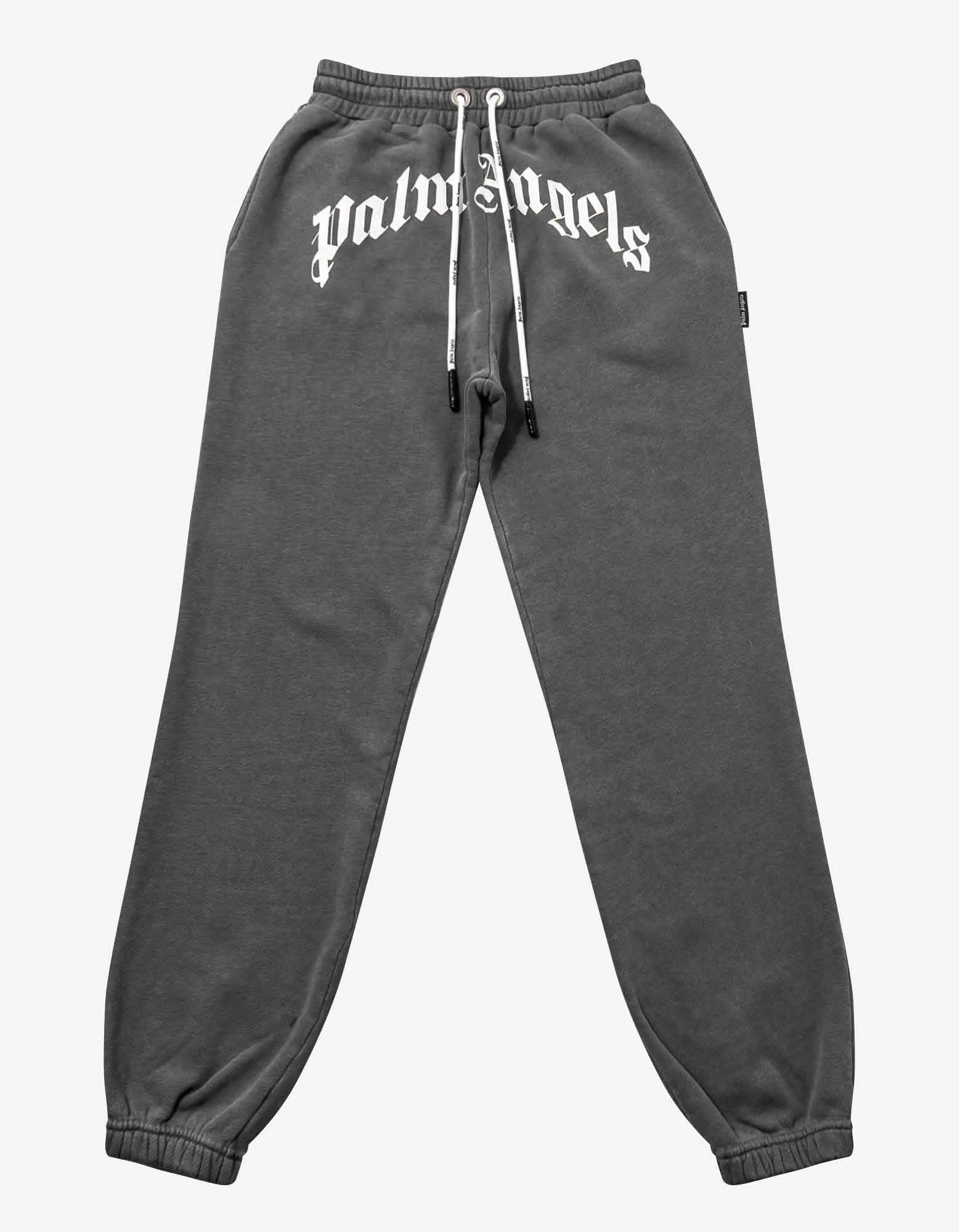 Palm Angels Grey Curved Logo Sweat Pants