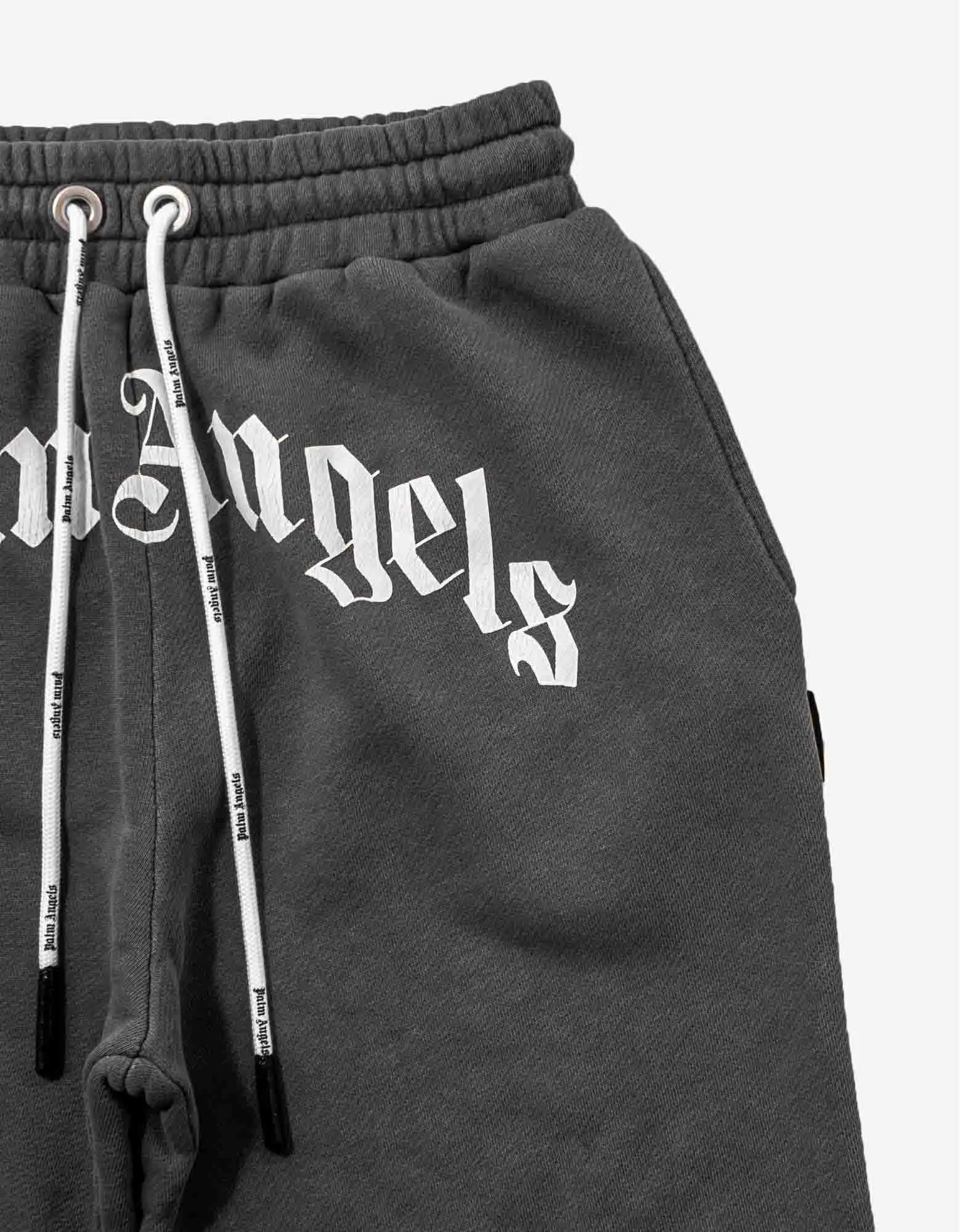Palm Angels Grey Curved Logo Sweat Pants