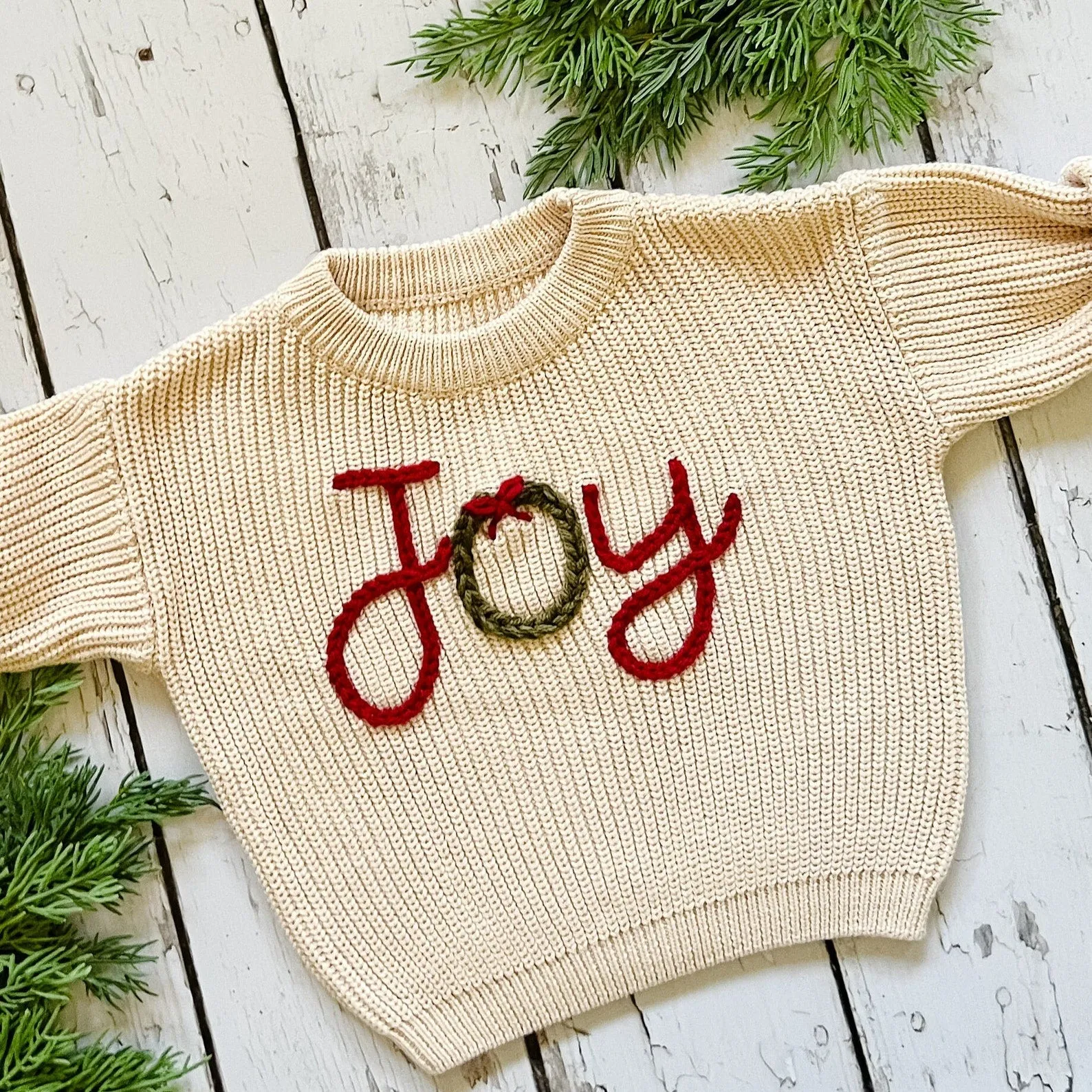 Personalized CHRISTMAS Hand Embroidered Baby and Toddler Sweaters