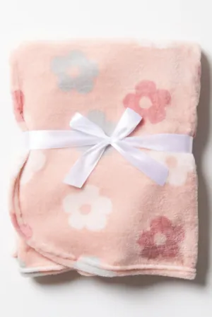 Pink Multi Flowers Coral Fleece Blanket
