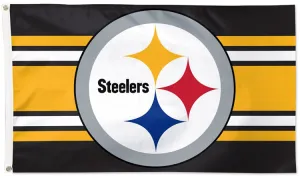 Pittsburgh Steelers Steelmark-on-Stripes NFL Football Team Logo Deluxe 3'x5' FLAG - Wincraft