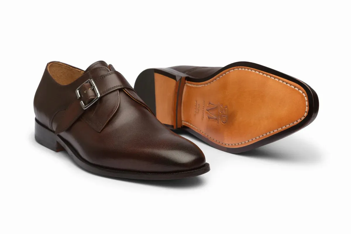 Plain Single Monkstrap Shoes - Dark Brown