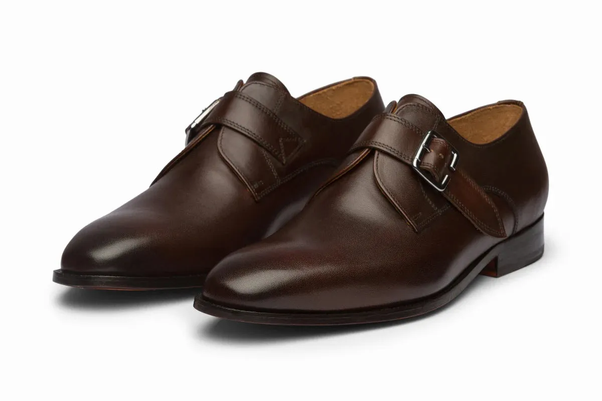 Plain Single Monkstrap Shoes - Dark Brown